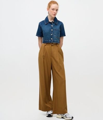Camisa Cropped en Jeans con Botones y Bolsillo 2