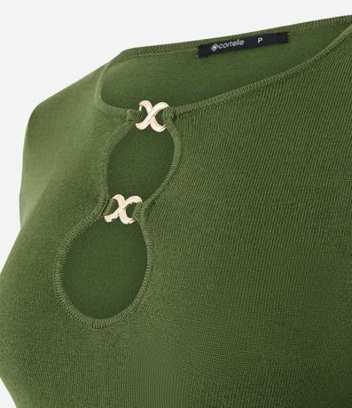 Blusa Regular en Punto con Adorno en el Escote 5