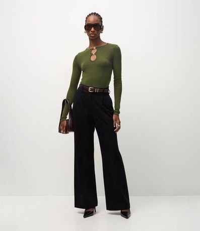 Blusa Regular en Punto con Adorno en el Escote 2