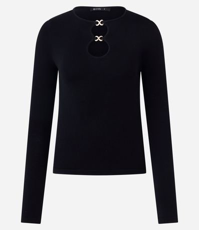 Blusa Regular en Punto con Adorno en el Escote 5