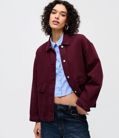 Camisa Overshirt en Sarga con Bolsillos Delanteros 2