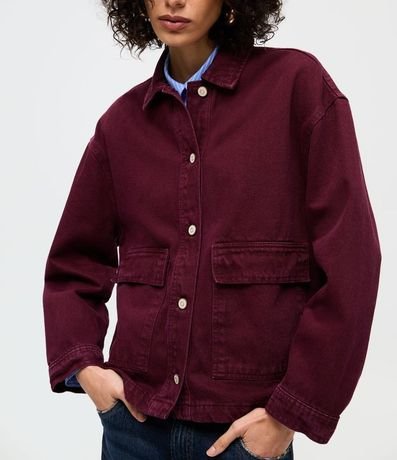 Camisa Overshirt en Sarga con Bolsillos Delanteros 3