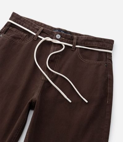 Pantalón Baggy en Sarga con Costura Contrastante y Cordón en la Cintura 4