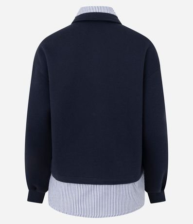 Buzo Alargado en Algodón con Cuello Polo 5