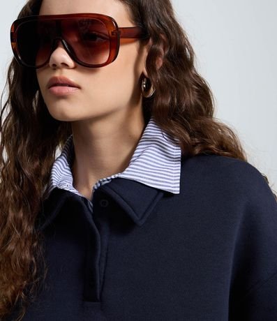 Buzo Alargado en Algodón con Cuello Polo 3