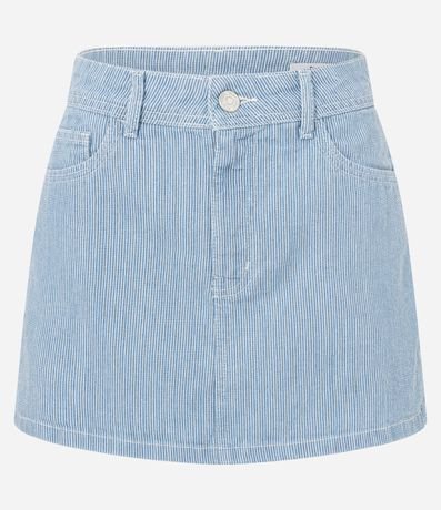 Short Pollera Listrado sin Sarga con Trabillas y Bolsillos