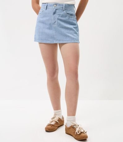 Short Pollera Listrado sin Sarga con Trabillas y Bolsillos 2