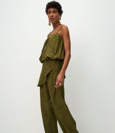 Pantalón Aladim en Jacquard con Canesú Asimétrica Sobrepuesta 2