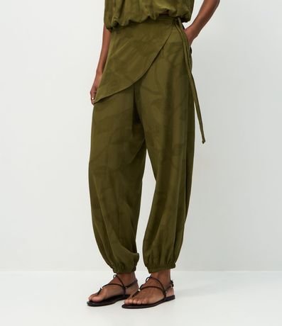 Pantalón Aladim en Jacquard con Canesú Asimétrica Sobrepuesta 4