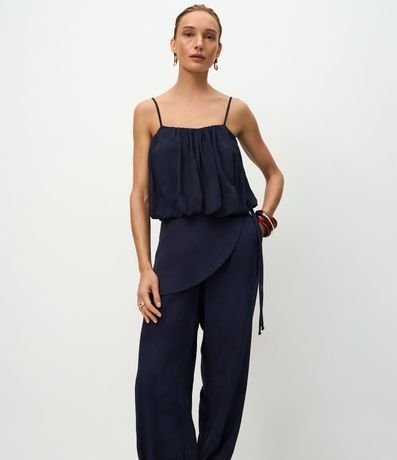 Pantalón Aladim en Jacquard con Canesú Asimétrica Sobrepuesta 2