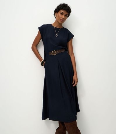 Pollera Midi Fluida en Crepé con Cinturón Ajustable 2