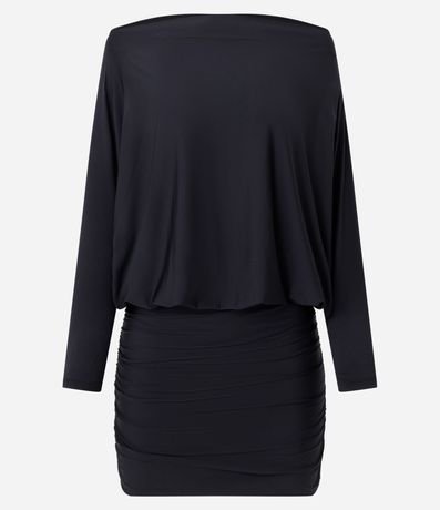 Vestido Corto en Microfibra con Manga Murciélago y Fruncido Lateral 5
