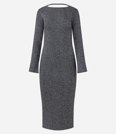 Vestido Midi Canelado con Abertura en la Espalda y Efecto Metálico 5