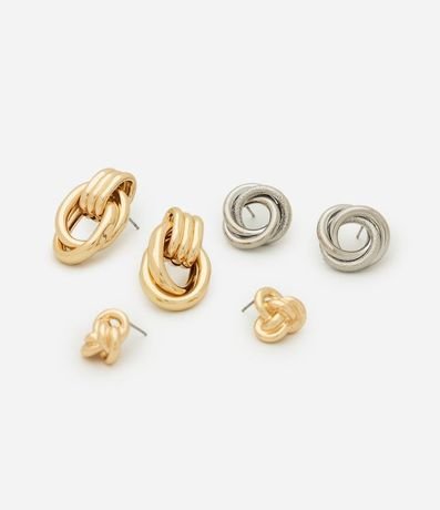 Kit Caravanas Metal Nudo Dorado y Plateado 2
