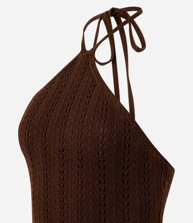 Vestido en Tricot con Punto Calado y Flecos 6