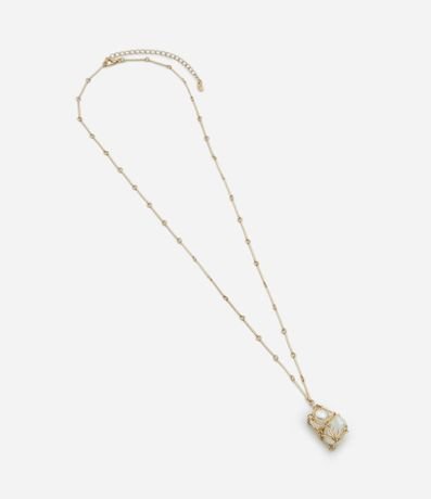 Collar Largo con Cadena Palito y Saco con Perlas 2