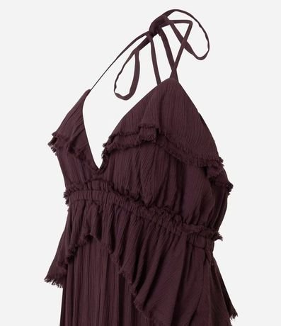 Vestido Largo con Volados y Escote en V en Viscosa 2