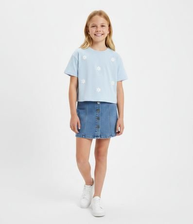 Remera Infantil con Margaritas Puff – Talle 7 a 16 años