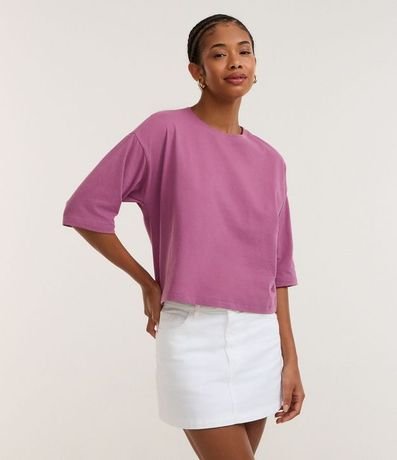 Remera Cropped en Algodón con Manga Corta