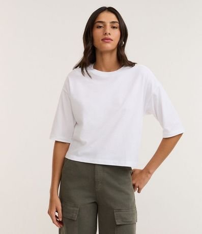 Remera Cropped en Algodón con Manga Corta