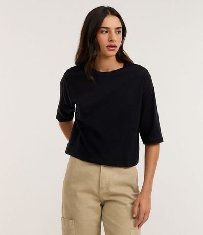Remera Cropped en Algodón con Manga Corta