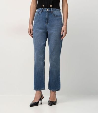Pantalón Recto Cropped en Jeans con Cintura Alta 3