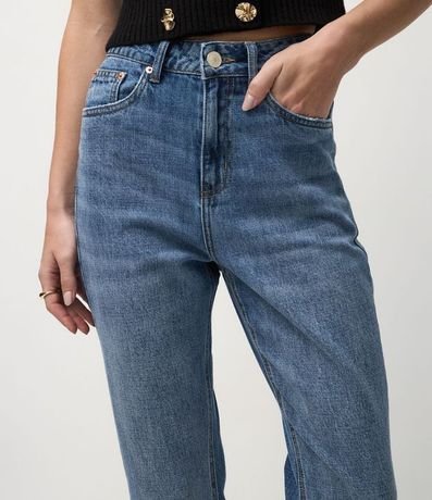 Pantalón Recto Cropped en Jeans con Cintura Alta 4