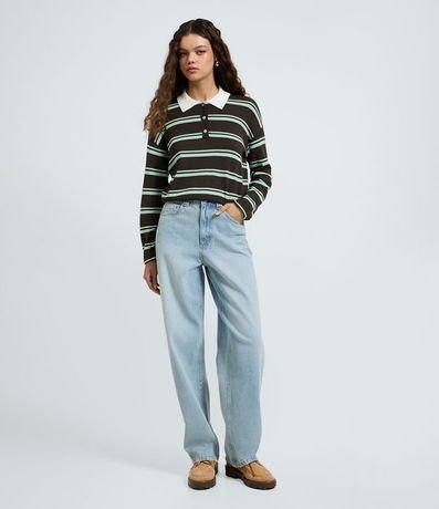 Pantalón Baggy en Jeans con Cintura Mediana