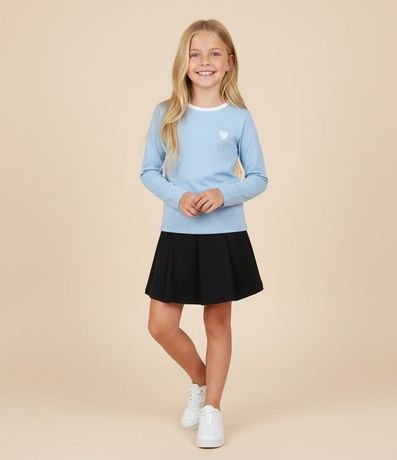 Blusa Infantil Baby Look con Bordado Corazón – Talle 5 a 14 años