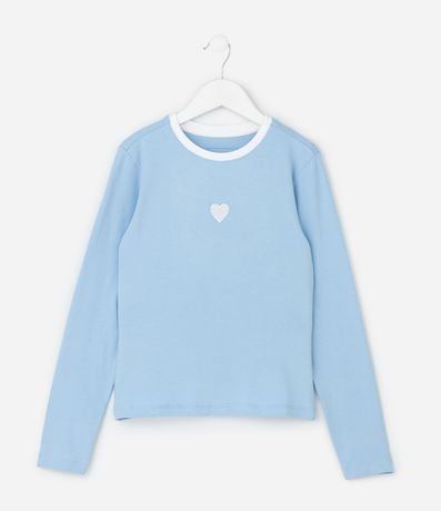 Blusa Infantil Baby Look con Bordado Corazón – Talle 5 a 14 años