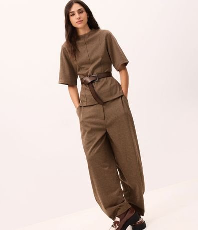 Pantalón Barrel con Estampa de Cuadros