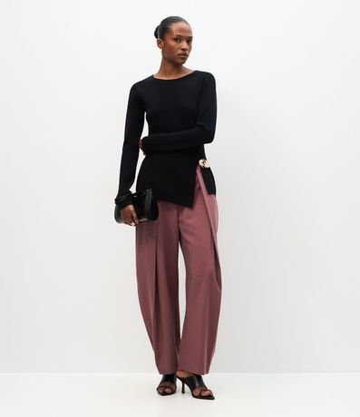 Blusa Asimétrica en Punto con Adorno en la Cintura 2