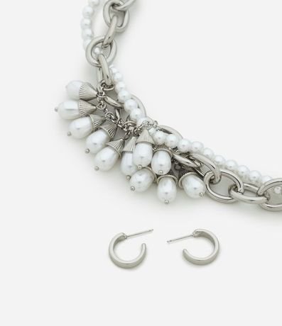 Conjunto de Collar con Perlas y Caravanas Aro 2