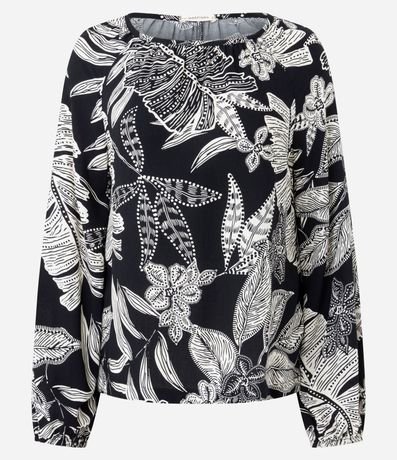 Blusa en Viscosa con Estampado de Follaje y Escote Canoa 5