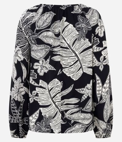 Blusa en Viscosa con Estampado de Follaje y Escote Canoa 6