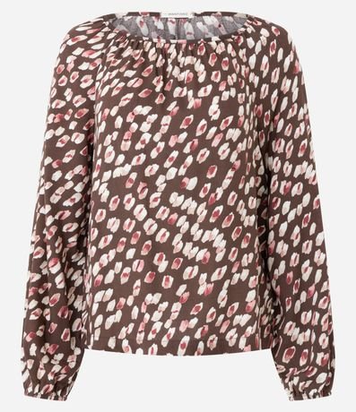 Blusa Manga Larga en Viscosa con Estampada Abstracta 5