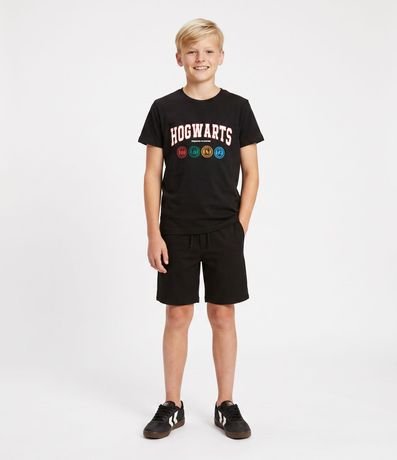 Remera Infantil Harry Potter con Estampado de Hogwarts - Talle 5 A 14 años