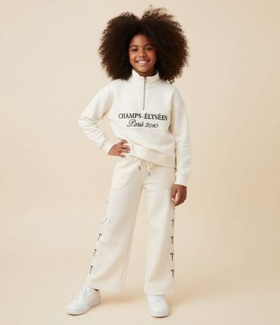 Pantalón Infantil Wide Leg en Modal con Estampado de Moñitas – Talle 5 a 14 años