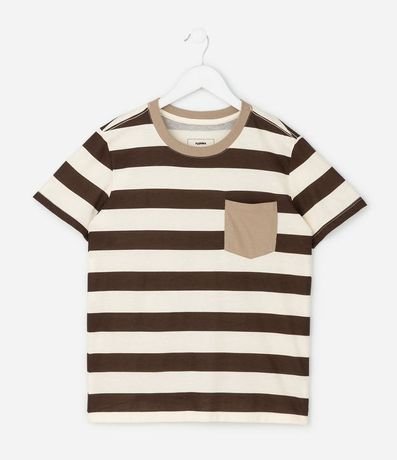 Remera Infantil Regular con Estampa de Rayas y Bolsillo - Talle 5 a 14 años 2