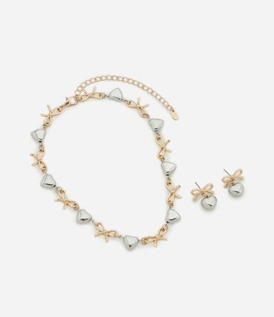 Conjunto Collar y Caravana Lazo y Corazón