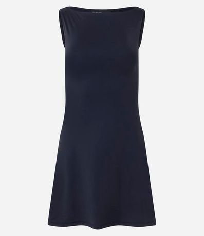 Vestido Corto en Poliamida con Escote Canoa