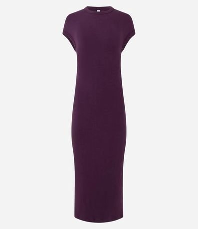 Vestido en Rib con Ombro Caído y Fenda 4