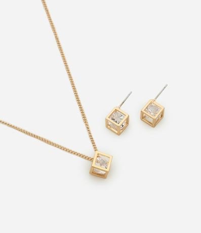 Conjunto de Collar y Caravanas con Colgante Geométrico 2