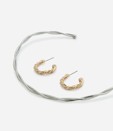 Conjunto de Chocker y Caravanas con Efecto Trenzado