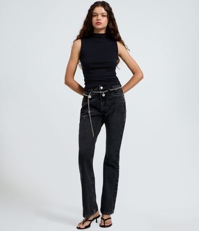 Blusa Musculosa Básica de Algodón con Cuello Alto 2