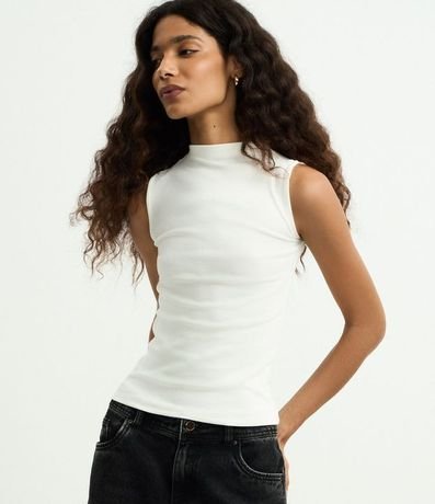 Blusa Musculosa Básica de Algodón con Cuello Alto