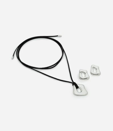 Conjunto de Collar con Lazo y Caravanas de Formato Orgánico Metálico 2