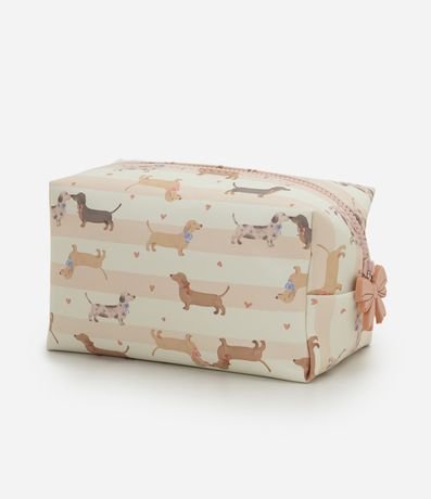 Neceser Rectangular en PU con Estampa de Cachorros