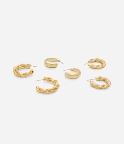 Kit 03 Argollas Pequeñas con Efecto Trenzado 2