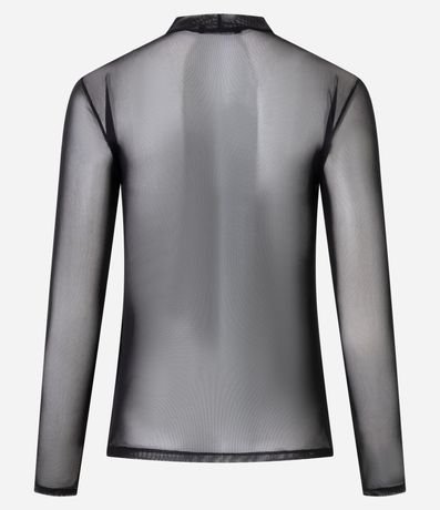 Blusa en Tule con Manga Larga y Cuello Justo 5